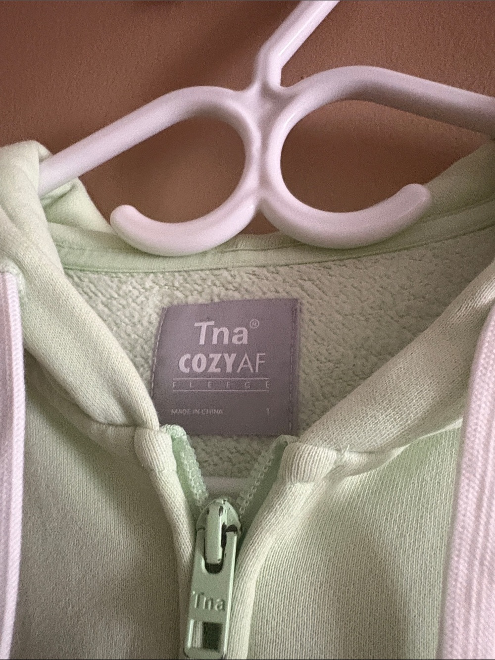 Light Mint Zip-Up Hoodie (Tna by Aritzia) COZYAF — strings were replaced - Picture 2 of 5